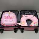 Sanwuta 4 Pcs Kids Luggage Set Kids Backpack Travel Rolling Suitcase with Wheels U-shape Pillow Childrens Gift for Girls Boys(17 Inch,Unicorn Rainbow Style,Pink)