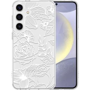XIZYO for Samsung Galaxy S26 Case, Floral Flower Cute Rose Aesthetic Pattern Clear Case for Women Girls Slim TPU Bumper Shockproof Protective Cover for S26, Transparent White