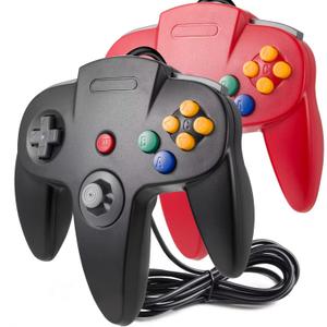 suily 2 Pack Classic N64 Controller, N64 Wired USB PC Game pad Joystick, N64 Bit USB Wired Game stick Joy pad Controller for Windows PC MAC Linux Raspberry Pi 3 Sega Genesis (Black/Red)