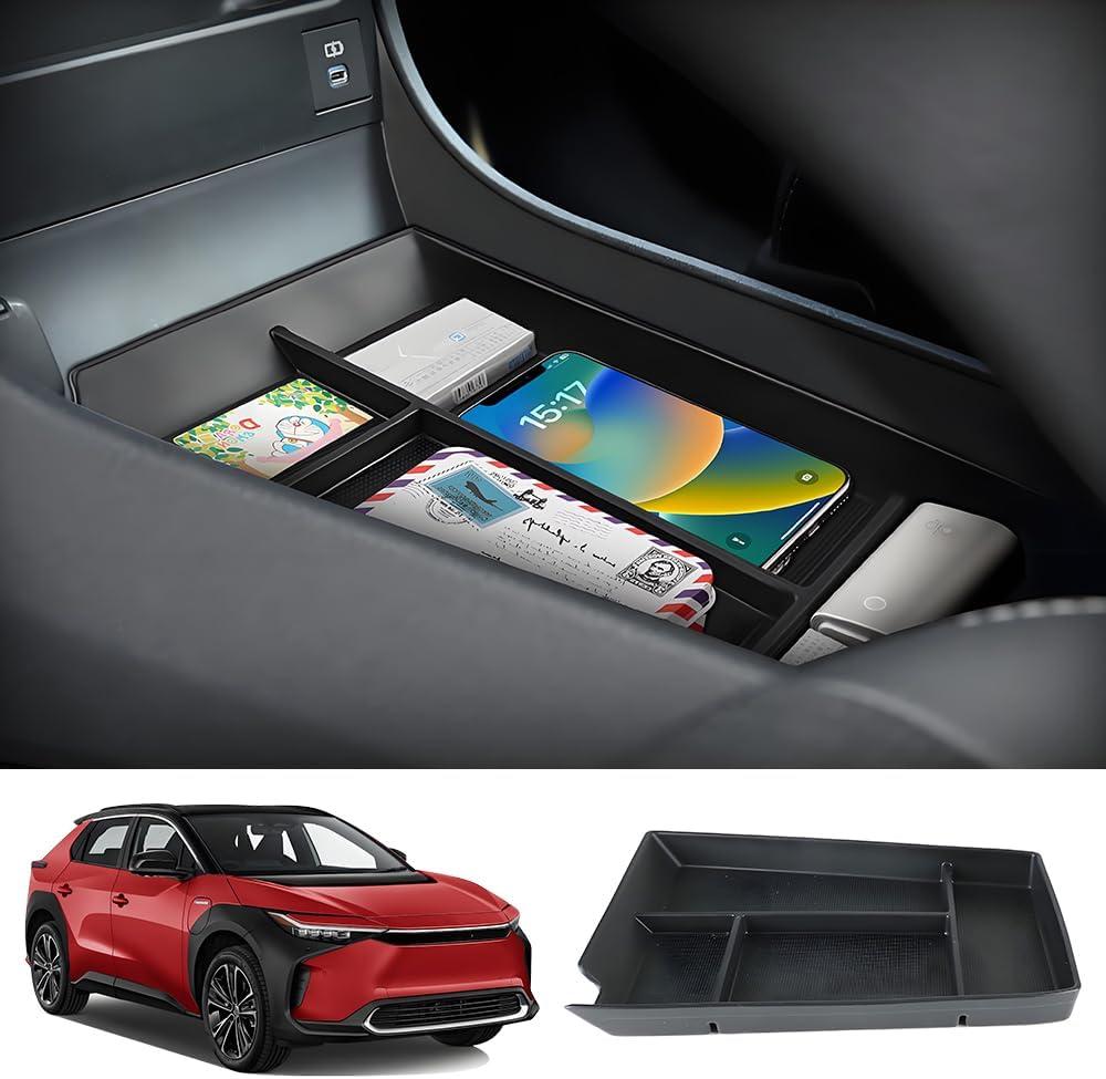 Car Center Console Organizer Tray for Toyota BZ4X 2023 2024 2025 Subaru Solterra Auto Interior Accessories Front Seat Middle Insert Storage Box Bag Vehicle Accessorynot for 2026 BZ