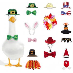 8 Set Porch Goose Outfits for Patio Lawn & Garden Outdoor Dcor, All Seasons Goose Costume Bundle with Christmas Halloween Easter 4th of July Thanksgiving, Outdoor Goose Statues Decorations