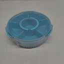 Divided Serving Tray with Lid and Handle,Large Snack Spinner,Snackle Box Container, Multi-purpose Food Platter for Charcuterie Veggie Fruit, Taco Tuesday Movie Night Travel Beach Picnic Essentials (12" W-1pcs-6 Compartments, Blue)