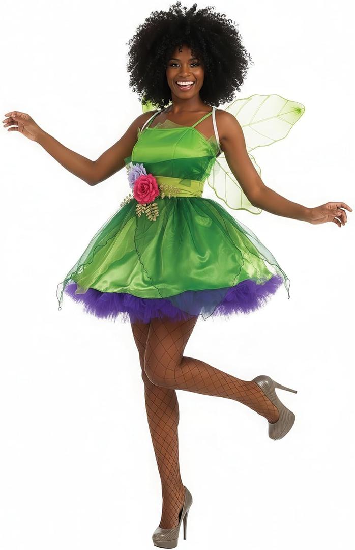 fun shack Fairy Costume For Women Green Dress Halloween Outfit Women's Dress Up Party Wear (XX-Large)