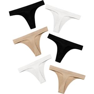 DEANGELMON Seamless Thongs for Women Comfortable Low Rise Underwear No Show Thong Panties Stretch Multiple Pack (XL)