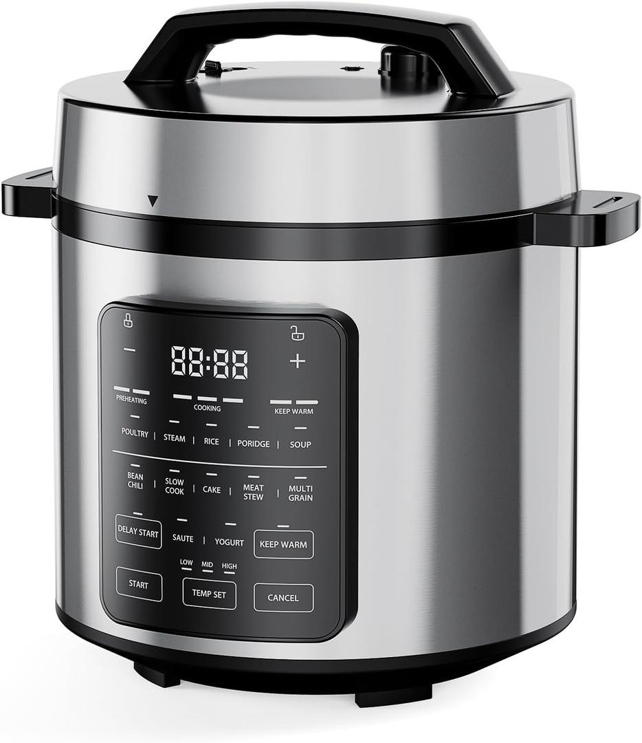 DUMOS 12-in-1 Electric Pressure Cooker 6 QT Stainless Steel Multi Cooker Electric for Pressure, Rice, Steamer, Yogurt Maker, Slow Cook,Meat Stew, Cake, Porridge, Multigrain