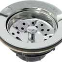 Basket Strainer 4 Inch Kitchen Sink Steel Drain with ABS Base and Removable Strainer Assembly, for American Standard Kitchen Sink with 3-1/2 Inch Drain Hole