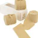 MEEDEE Khaki Chiffon Ribbon - 2 Inch Frayed Fringe Silk Ribbon for Crafts, Wedding Invitation & Gift Wrapping (3 Rolls 21 Yards)