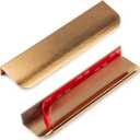 5-Pack Adhesive Edge Finger Pulls for Cabinets No Drill Hidden Drawer Pulls Flat Stick On Cabinet Handles (Brushed Gold, 5.9" Length)