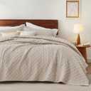 Bedsure Quilts King Size - Lightweight Bedspreads King Size with Basket Weave Pattern, Soft Quilt Bedding Set, Light Beige Comforter Set Coverlet for All Seasons with 2 Pillow Shams (106" x 96") | Skin-Friendly Soft, All-Season Comfort, Breathable, Lightweight, Machine Washable