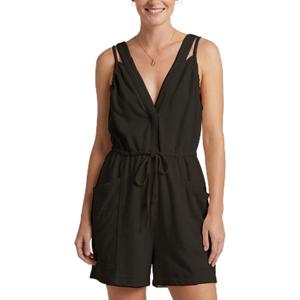 MAKABO Women's Summer Rompers V Neck Sleeveless Jumpsuits With Pockets Adjustable straps Casual Beach Vacation Outfits (Black, S)