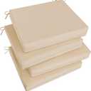 Basic Beyond Indoor/Outdoor Chair Cushions, Waterproof Patio Furniture Cushions - Square Corner Seat Cushions for Patio Furniture with Ties, 18.5"x16"x3", Beige, 4 Count (Pack of 1)