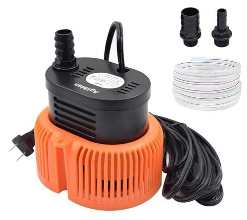 AgiiMan Pool Cover Pump Above Ground - Submersible Swimming Sump Inground Pump, Water Removal with 16' Drainage Hose and 25 Feet Power Cord, 850 GPH, 2 Adapters
