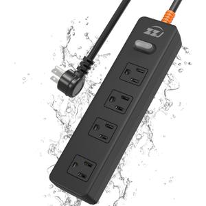 Outdoor Power Strip Weatherproof, IPX6 Waterproof Surge Protector with 4 Wide Outlets,1625W/13A Overload Protection Switch, 6FT Extension Cord, Wall Mountable for Indoor Outdoor, UL FCC Listed