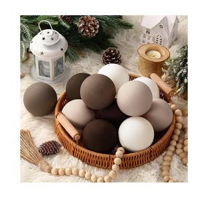 12 Pcs Neutral Matte Christmas Ball Ornaments 3.15 Inch Large Rustic Textured White Ivory Taupe Brown Xmas Ornaments Vintage Modern Christmas Decorations for Tree Farmhouse Decor