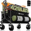 Hikemoon 150L Collapsible Wagons Carts Foldable, 420LBS Heavy Duty Folding Beach Cart with Big All-Terrain Wheels, Portable Utility Wagon for Grocery, Shopping, Garden, Sports, Camping, Black