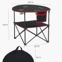 VEVOR Folding Camping Table, Portable Outdoor Lightweight Picnic Table, 600D Oxford Fabric Waterproof Canvas Travel Beach Tables, with 4 Cup Holders, Carry Bag, for Tailgating Camping Picnic, Black, Round, 28.3-inch Diameter