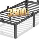 NKZ 18 Inch Metal Platform Bed Frame, Twin Size Bed Frame with Round Corner Legs, 3,500 lbs Heavy Duty Steel Slats Support, No Box Spring Needed, Easy Assembly, Noise Free