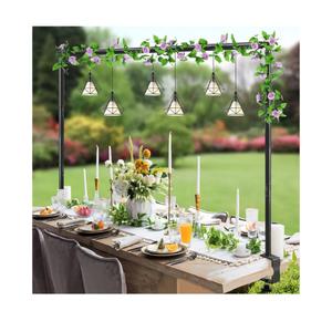 Over The Table Rod Stand with Clamps Adjustable 31"-110" Length 31"-64" Height, Table Balloon Arch Stand for Wedding Valentine Engagement Party, Black Table Arch Frame Hanging Decor Rod