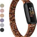 Vanjua for Fitbit Inspire 3 Bands Women Men, Stainless Steel Metal Mesh Loop Adjustable Magnetic Wristband Replacement Straps Compatible with Fitbit Inspire 3 Fitness Tracker (Leopard)