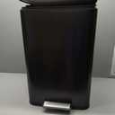 EKO Madison Matte Black Stainless Steel 13.2 Gal/50L Kitchen Step Trash Can or Recycling Bin, Removable Inner Liner, Soft Close Lid, Fingerprint Resistant Finish