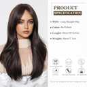 Brown Real Hair Wigs Long Straight with Curtain Bangs Wigs Human Hair Natural Looking for Daily Party Use (Brown,20 inch)