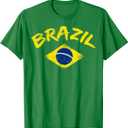 Brasil Brazilian National Flag Soccer Jersey Football T-Shirt (Kelly Green,Small)