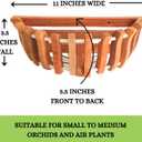 3 Wooden Orchid Wall Planters, Plant Baskets for Wall Mounting (Wall Baskets), 11 inches wide, 5.5 inches long, 3.5 inches high
