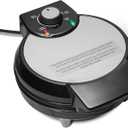 Amazon Basics Belgian Waffle Maker with 8-inch Round Ceramic Non-Stick Plate, Browning Control, Black