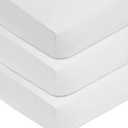 American Baby Company 3 Pack 100% Natural Cotton Fitted Crib Sheets 52" x 28" - Soft, Breathable, Hypoallergenic & Gentle Toddler Bed Sheets, White, Neutral for Boys & Girls