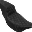 One-Piece Seat Driver & Passenger Seat 2-Up Fit For Harley Touring Road King FLHR Road Glide FLTR Street Glide FLHX Electra Glide Ultra Limited FLHT 2009-2023 (Black Stitching)