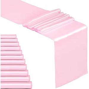 12 Pack Baby Pink Satin Table Runner 12 x 108 Inches Long | Bright, Smooth and Silky Table Decor for Birthday Party Wedding Banquet Decorations - Baby Pink