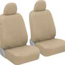 BDK CarXS Beige Leather Car Seat Covers Front Seats Only, 4-Piece Faux Leather, Includes Front Seat Covers, Automotive Seat Covers for Trucks SUV
