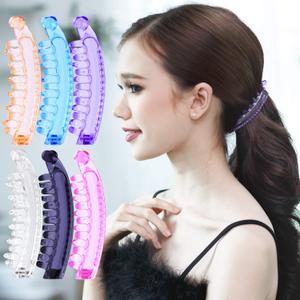 RC ROCHE ORNAMENT 6 Pcs Womens Premium Hair Plastic Banana Classic Clincher Strong Hold Ponytail Maker Girls Ladies Beauty Accessory Clasp Clip, Medium Transparent Multicolor (1 Count (Pack of 6))