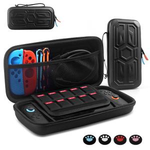 URMLCUS Carrying Case for Nintendo Switch 2 (2025), Hard Shell Travel Case with 10 Game Card Slots, Water Resistant & Shock Resistant Protection for Console & Accessories +4 Thumb Grip Caps (Black)