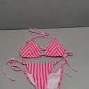 Fanuerg Women Sexy Triangle Bikini Sets Halter String Two Piece Swimsuit Towel Cloth Swim Bathing Suit (Medium, Light Pink)