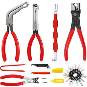 28-Piece Electrical Disconnect Plier Set,Automotive Connector Separator,Terminal Pin Removal Tool Kit for Fuel Injector,Ignition Coil & Sensor Repair with Fuse/Relay Puller