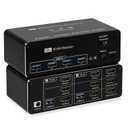 4K@120Hz HDMI KVM Switch 3 Monitors 2 Computer, 8K@60Hz Dual Mode KVM Switcher Displayport with 4 USB 3.0 Ports & Wired Remote Control for Sharing Keyboard Mouse Hard Drives Printer, Plug and Play