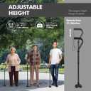 KINGGEAR F1 Walking Stick, Walking Cane for Women & Men, Self Standing Walkers for Seniors with Wrist Strap, Lightweight & Sturdy Offset EVA Handle and Large Quad Base