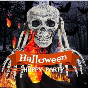 Halloween Skeleton Decorations Outdoor Realistic Skeleton Stakes Bones Skull Head and Hands for Outside Yard Lawn Stake Garden Graveyard Decoration