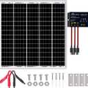 SOLPERK Solar Panel Kit 50W 24V, Intelligent Waterproof 10A PWM Controller, Home Outdoor Solar Battery Charger for RV Car Boat Marine Tractor Camping, 24 Volt Batteries Solar Panel Charger