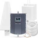 Cell Phone Booster for Home & Multi-Room, Cell Phone Signal Booster with 2 Indoor Panel Antennas for Band 66/2/4/5/12/17/13/25,Up to 8000 Sq.Ft,Boost 4G 5G LTE Data for All U.S. Carriers, FCC Approved