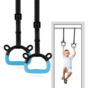 EXQ Home Kids Gymnastic Rings Pull up Rings for Chlidren Exercise,Indoor Gym Ring,Kids Gymnastics Rings with Adjustable Straps,Load Bearing 220lb(NO Bar) (Blue-1)