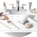 Maplefield Bathroom Sink Cover & Silicone Makeup Mat - White, 22 x 2 x 2 In - Heat Resistant to 400F - Foldable Roll-Up Design with Raised Ridges - Space-Saving Countertop Mat