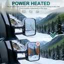 Towing Mirrors, Fit 2003 2004 2005 2006 Chevy Silverado GMC Sierra 1500 2500HD 3500(2007 Classic only) Power Adjusted Heated Glass Extended Tow Mirror Side Mirror w/LED Turn Signal Black