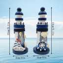 2 PCS Mini Lighthouse Decor, Handcrafted Wooden Miniature Lighthouse Model, Mediterranean Style Ornament, Ocean Tabletop Light House Decorations for Home