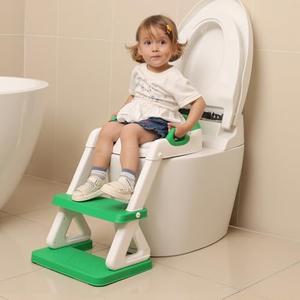 Potty Training Seat - Toddlers Potty Training Toilet with Step Stool Ladder, Toddler Toilet Seat for Kids Boys Girls, Upgrade Training Ladder with Anti-Slip Pads, Comfortable, Safe (Green）