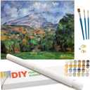 Mountain Paint by Numbers Kit for Adults - DIY Mont Sainte-Victoire Painting on Rolled Canvas 16x20 Inch, Acrylic Paint Set, Suitable for Beginners, Scenic Art for Home Decoration or Gifts