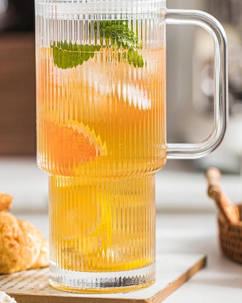 Luxilish Glassware, 
Modern Glass Mug for Cold & Hot Beverages