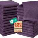 Utopia Towels 24 Pack Washcloths, 12x12 in, 100% Cotton, Plum | Premium 100% Ring Spun Cotton Face Cloths - Highly Absorbent, Fast Drying Soft Feel Fingertip Towels for Daily Use