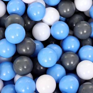 Ball Pit Balls for Toddlers: 50 100 200 Colorful Non-Toxic Balls with BPA-Free, Phthalate-Free, Crush-Resistant Polyethylene Plastic, 2.2 Inches, Perfect Toy for Boys and Girls Play (White&Grey&Blue)